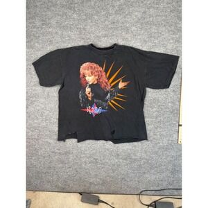 Vintage 1995 Reba McEntire Tour T-Shirt XL Winterland Black Distressed Cropped